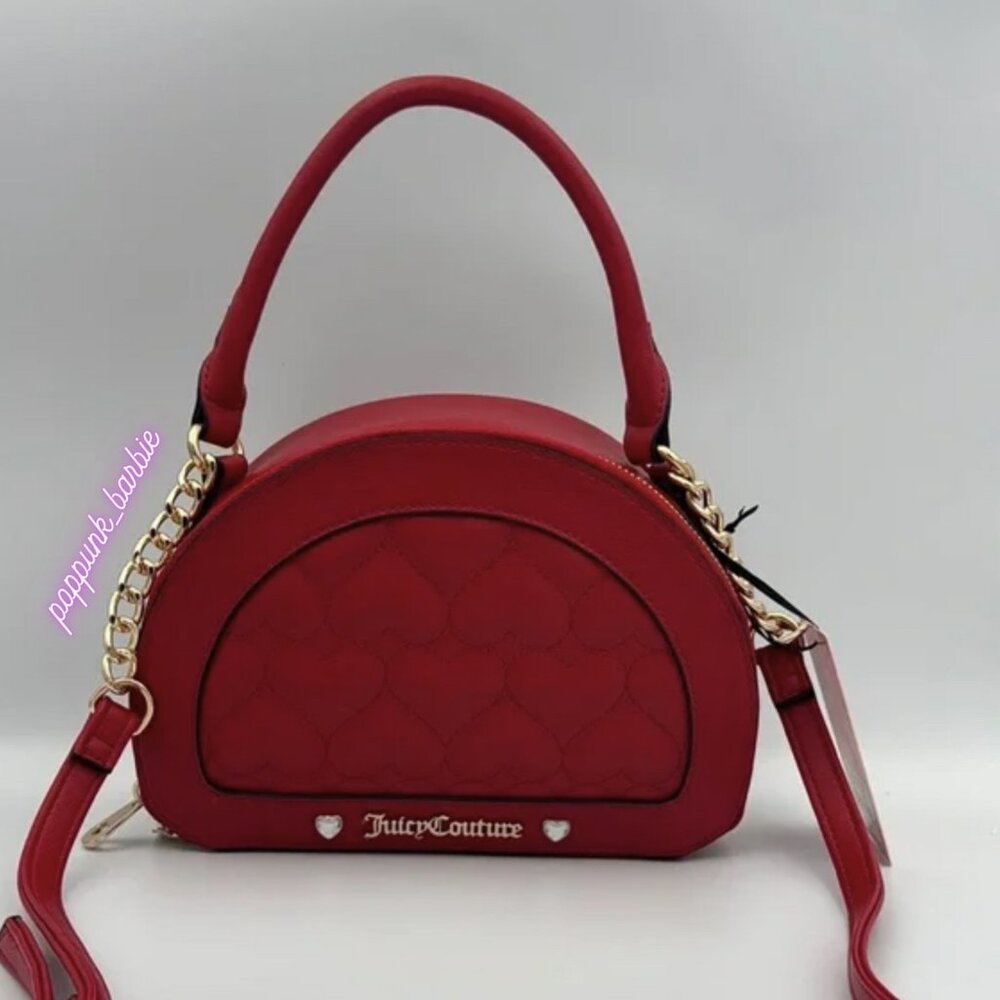 Juicy Couture Flying Solo Red‎ Dome Crossbody Bag Gold Rhinestone NWT